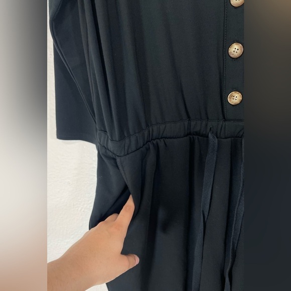 Garnet Hill Black Traverse Knit Jumpsuit Black Women’s Small Pockets Drawstring - Picture 8 of 13